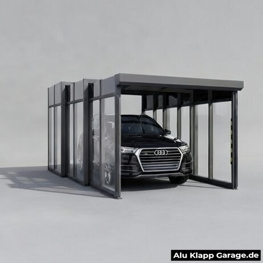 Garage pliable en aluminium et verre | Argent